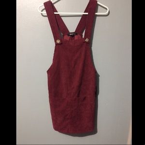Red overall dress